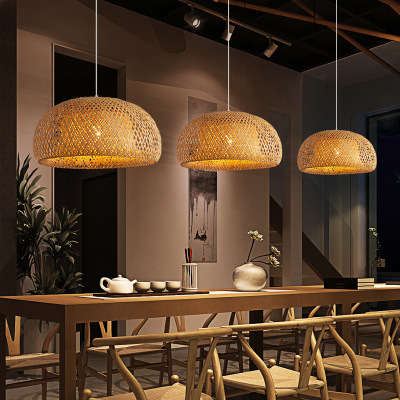 Bamboo Woven Japanese Chandelier – Stylish Pastoral Hanging Light