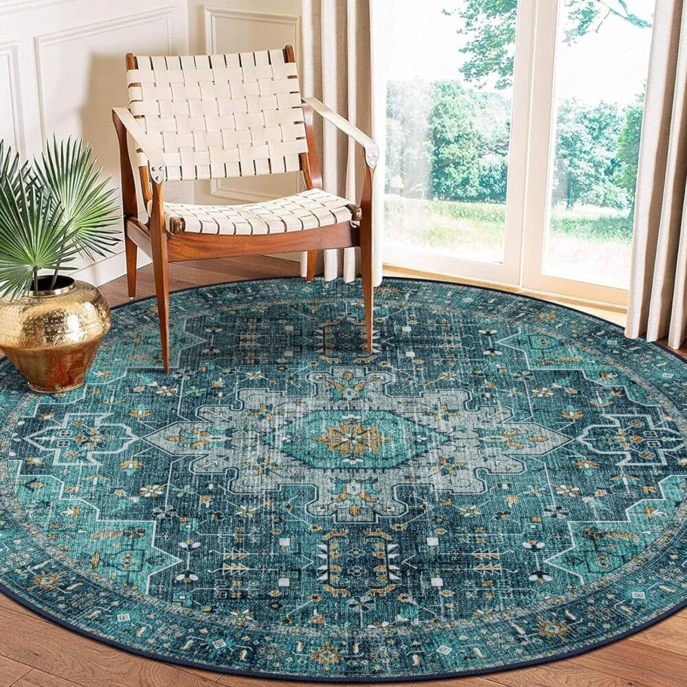 Round Persian Ethnic Style Carpet – Bohemian Living Room Rug - Image 10