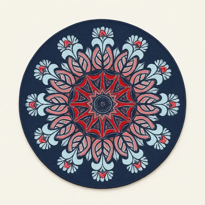 Round Polyester Fiber Rug – Durable Bedroom Carpet