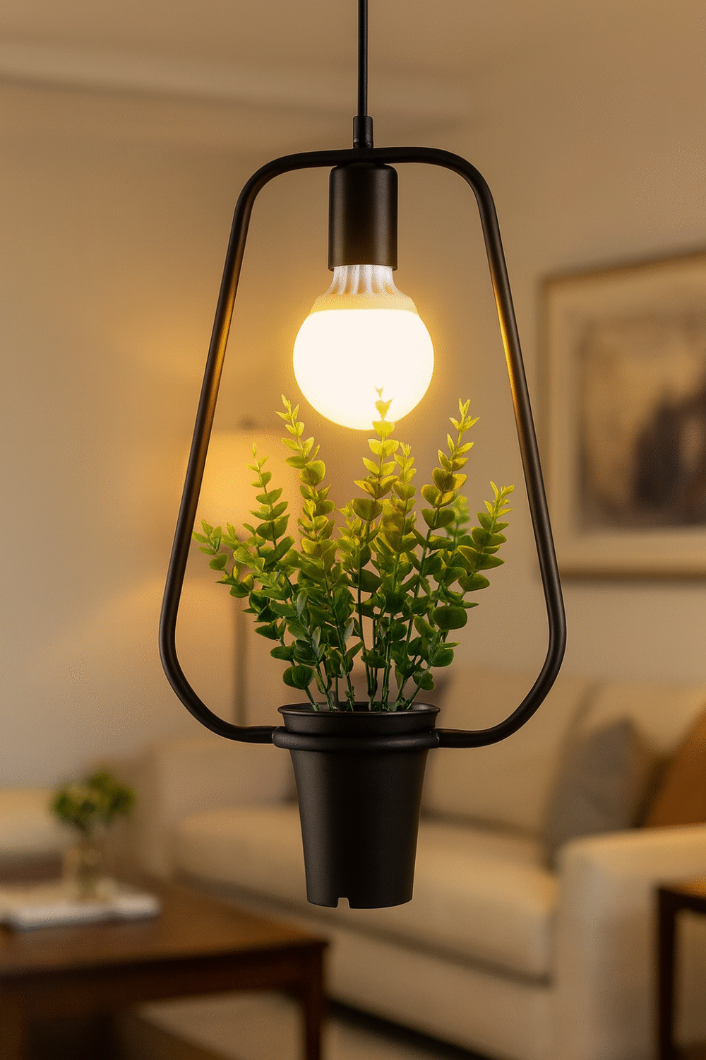 Modern Minimalist Geometric Wrought Iron Plant Flower Pot Chandelier - Image 3