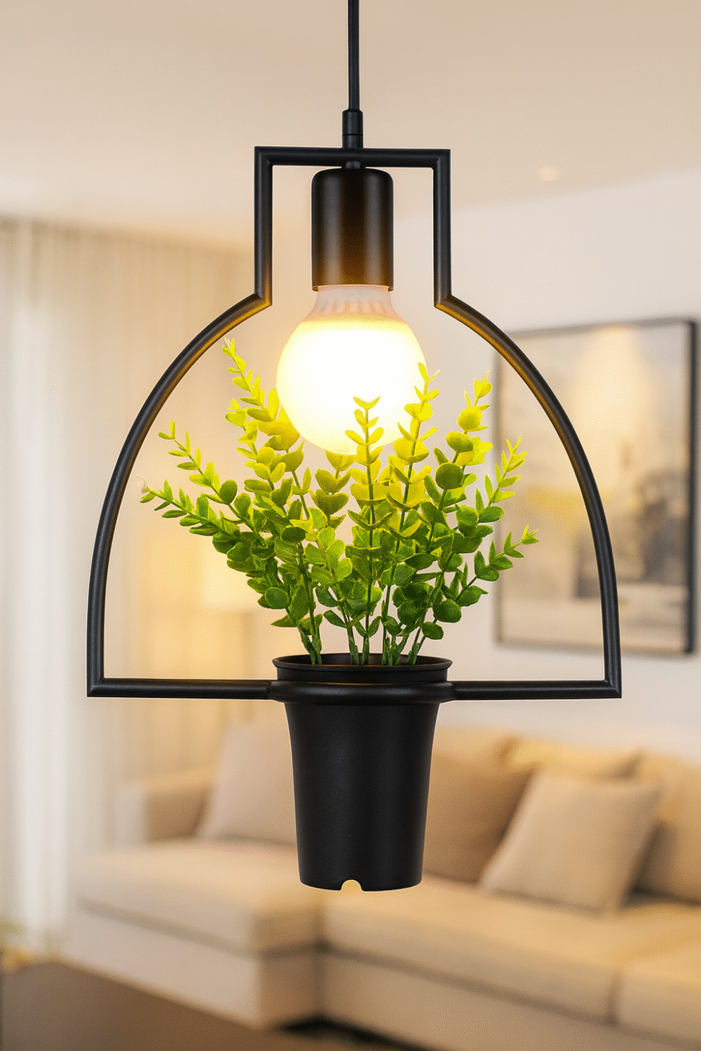 Modern Minimalist Geometric Wrought Iron Plant Flower Pot Chandelier - Image 2