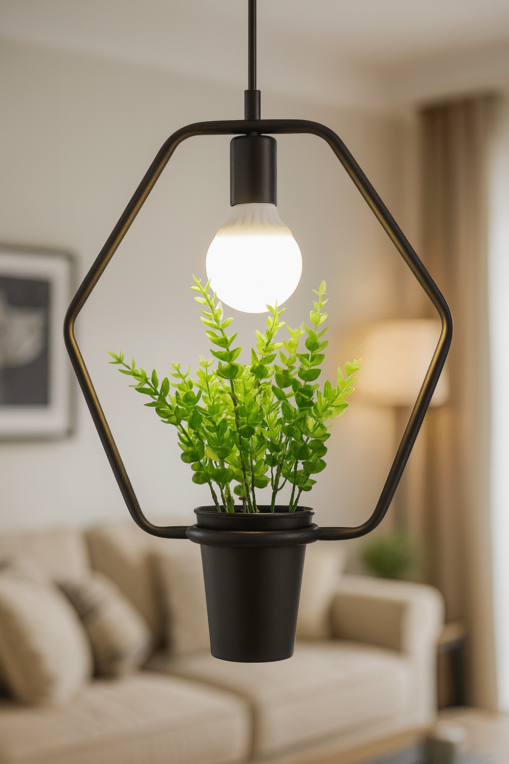 Modern Minimalist Geometric Wrought Iron Plant Flower Pot Chandelier - Image 4