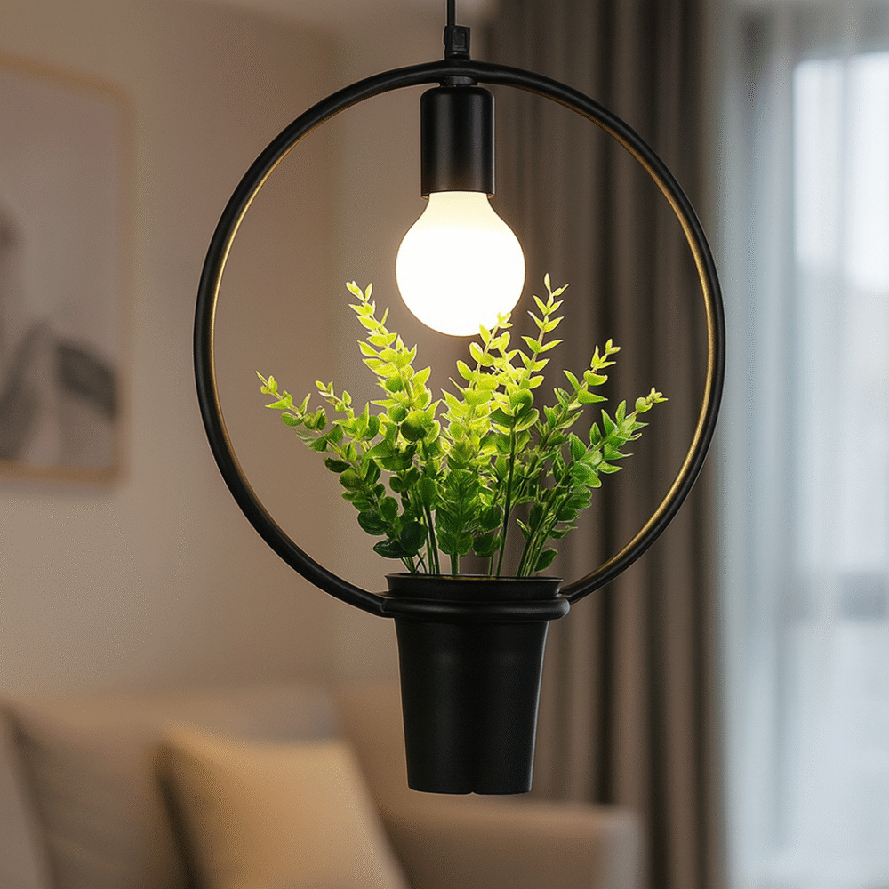 Modern Minimalist Geometric Wrought Iron Plant Flower Pot Chandelier - Image 5