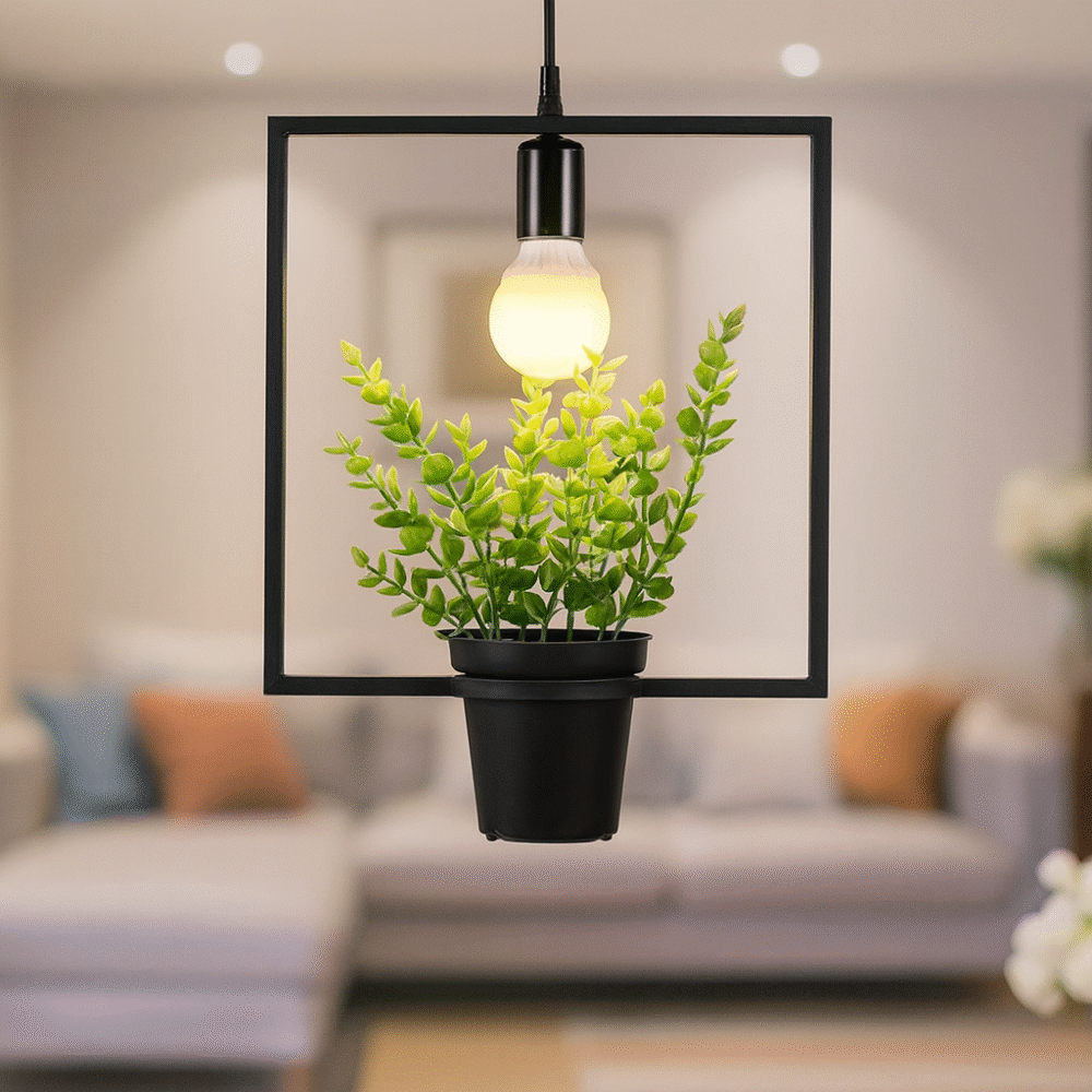 Modern Minimalist Geometric Wrought Iron Plant Flower Pot Chandelier - Image 6