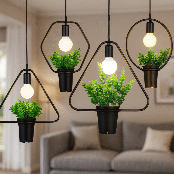 Modern Minimalist Geometric Wrought Iron Plant Flower Pot Chandelier