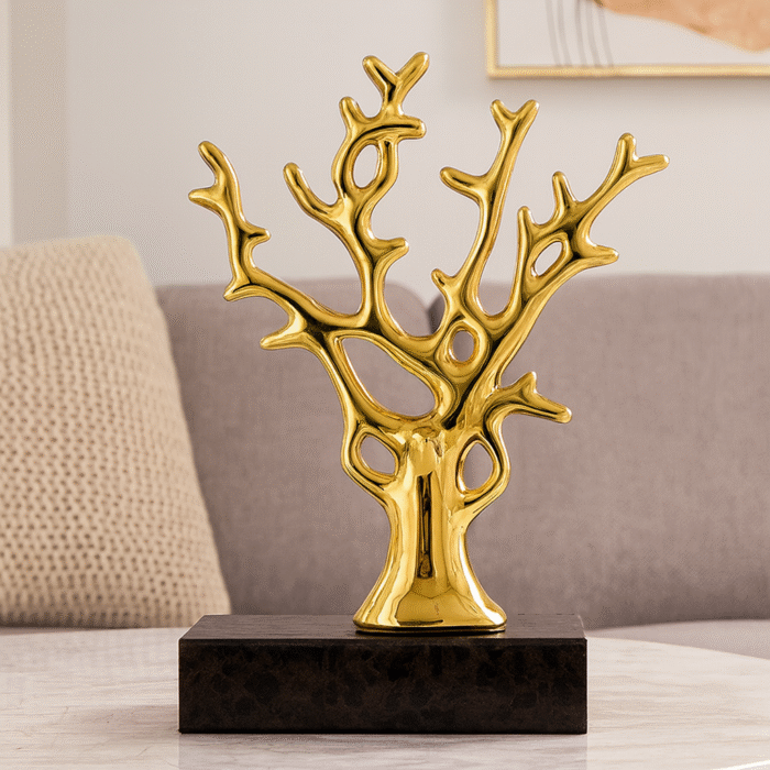 Luxury Porcelain Tree Decorations – Golden & Silver Home Décor Ornaments