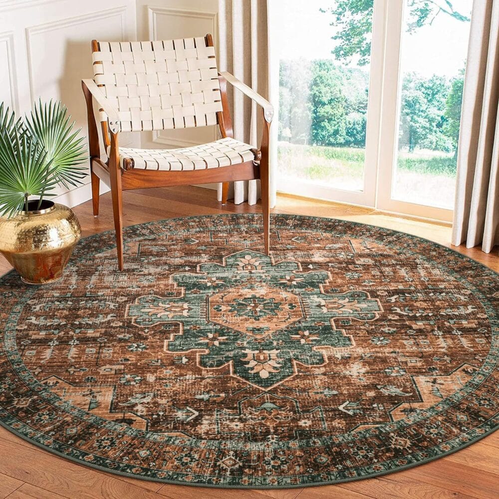 Round Persian Ethnic Style Carpet – Bohemian Living Room Rug - Image 6