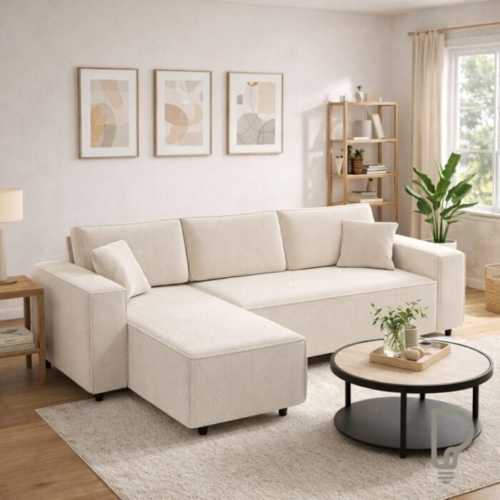 L-Shaped Sectional Sofa with Reversible Chaise & Pocket Spring