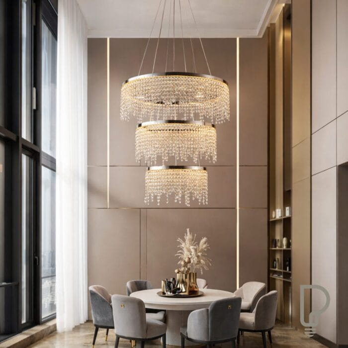 Crystal LED Chandelier – 24 Inch Adjustable Modern Ceiling Light