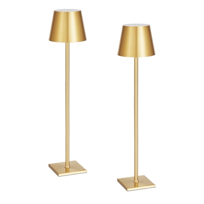 Cordless Rechargeable Table Lamp Set of 2 Gold Adjustable