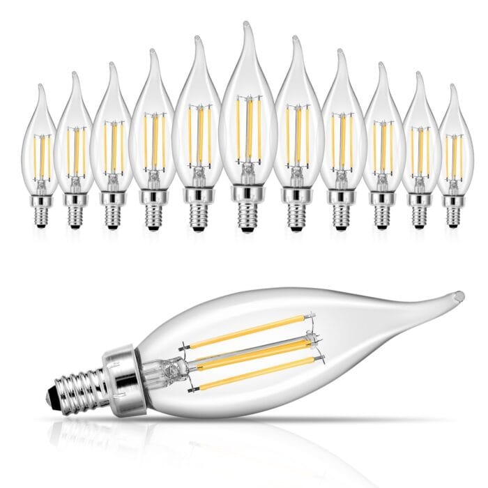 12 Pack LED Candelabra Bulbs E12 Dimmable 2700K Warm