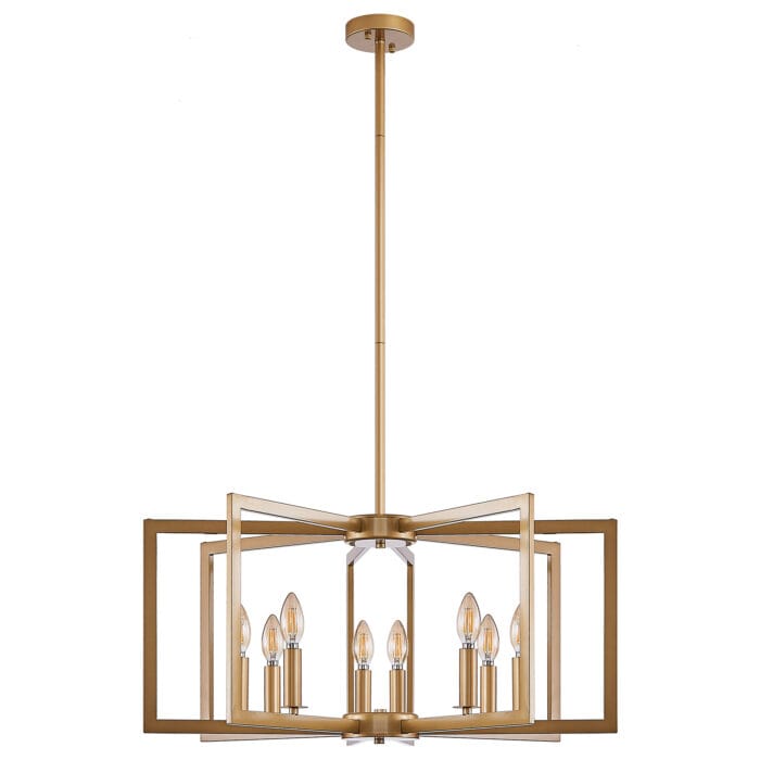 27” Gold Geometric 8-Light Chandelier Modern Fixture