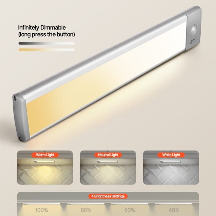 LED Motion Sensor Under Cabinet Lights Set of 2 Rechargeable