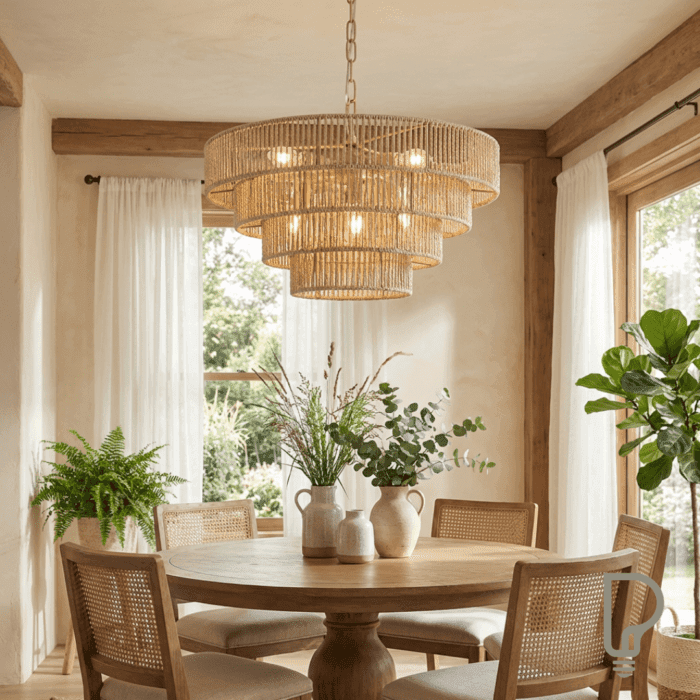 Rattan Pendant Light – Bohemian Woven Chandelier for Ceiling