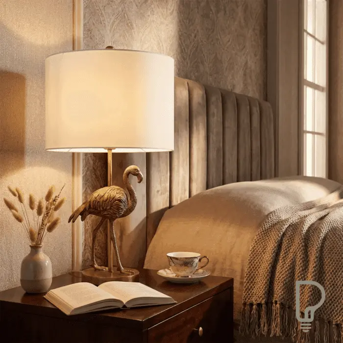 Flamingo Table Lamp – 26" Matte Gold Resin with Linen Shade