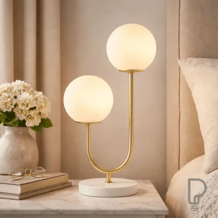 Gold Globe Table Lamp – Dual Frosted Glass Modern Sculptural Lamp