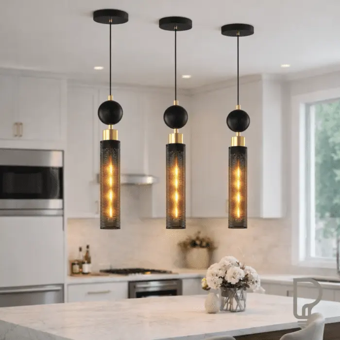 Modern Black Iron Pendant Light – Adjustable Hanging Ceiling Fixture for Kitchen Island & Dining Room