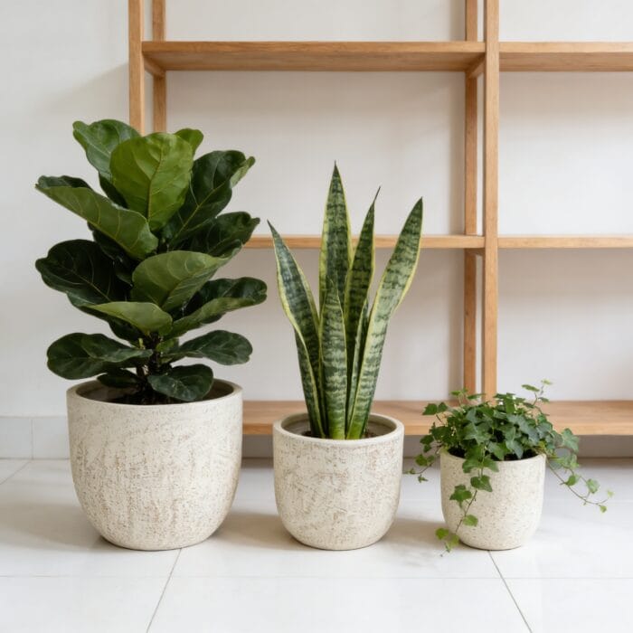 Large Outdoor Indoor Planter, 15.9-12-10 Dia Round Magnesium Oxide Planter Set Of 3, Flower Pots With Drainage Holes,  Modern Design Planter For Home Garden Patio