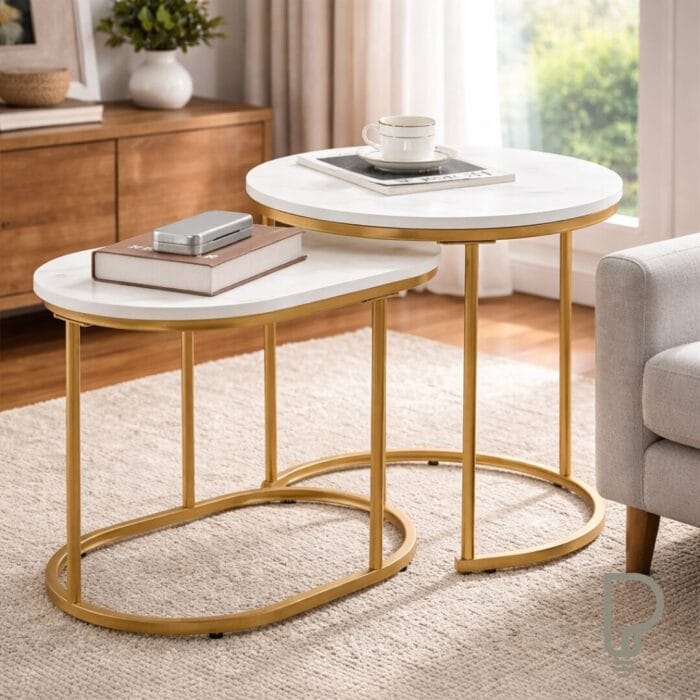 Modern Faux Marble Nesting Coffee Table Set | Space Saving 25% OFF