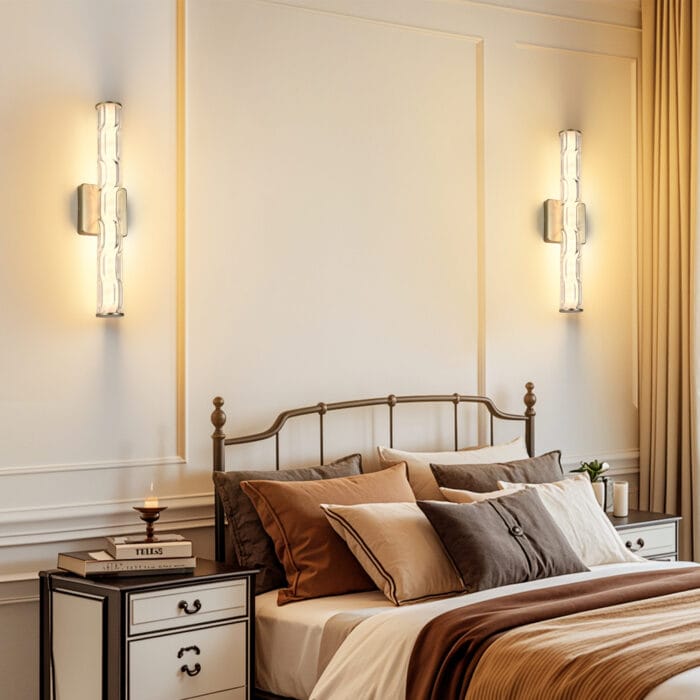 19.7in Gold Bathroom Wall Sconce Set Of 2, Modern Single Sconce Wall Lighting, Upgrated K9 Crystal Bronze Wall Light, Bedroom Vanity Sconce, Wall Lamp For Living Room, Stairway, Hallway